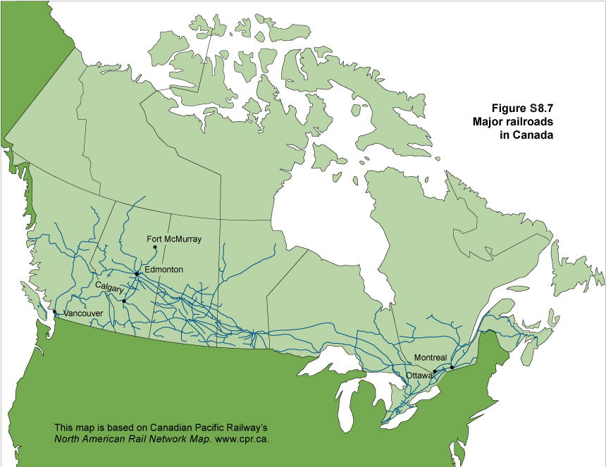 Major railroads in Canada
