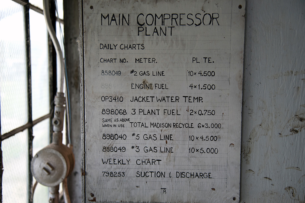Old signs and equipment used by plant workers