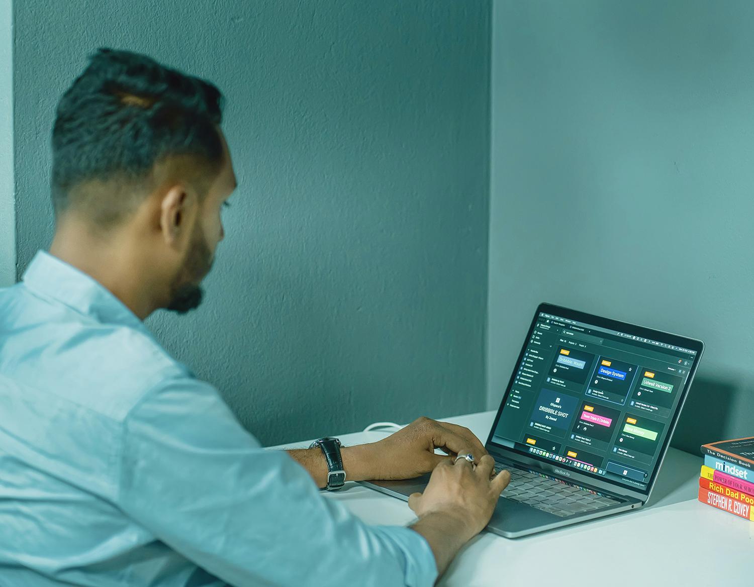 male using a laptop