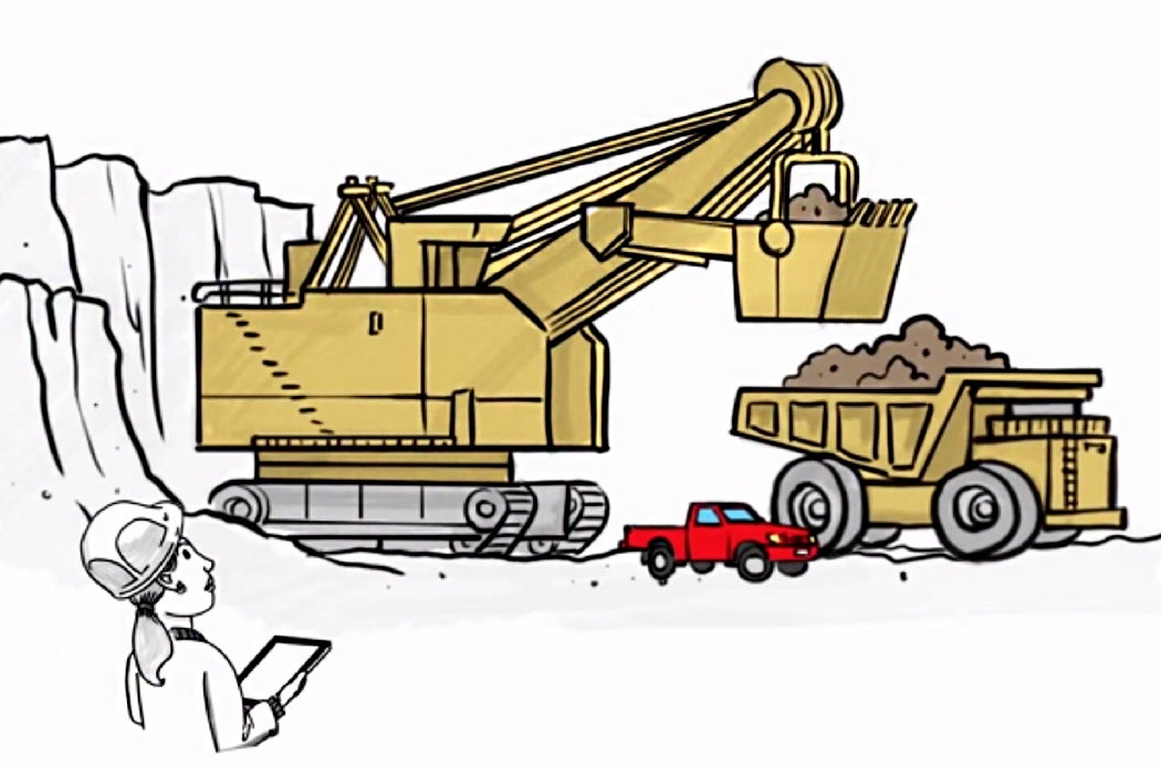Axcavator and truck drawing 