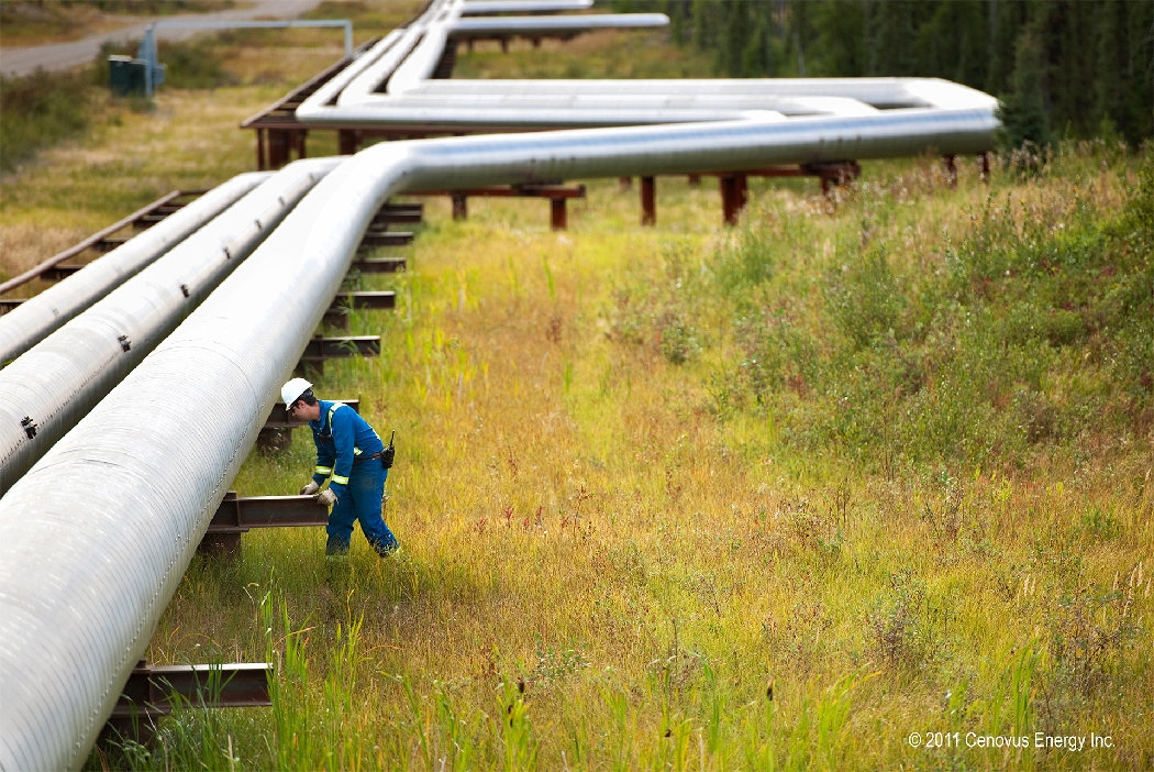 Alberta Energy Regulator inspector checking the pipeline