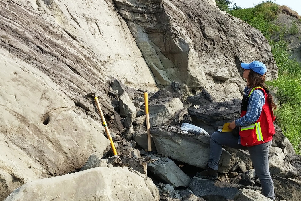 Geologist doing field research