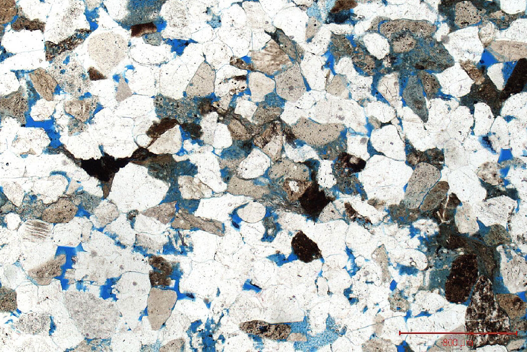 view of rock sample under microscope