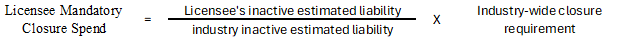 Licensee mandatory closure spend equation