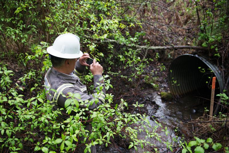 Inspector is taking picture of the culvert